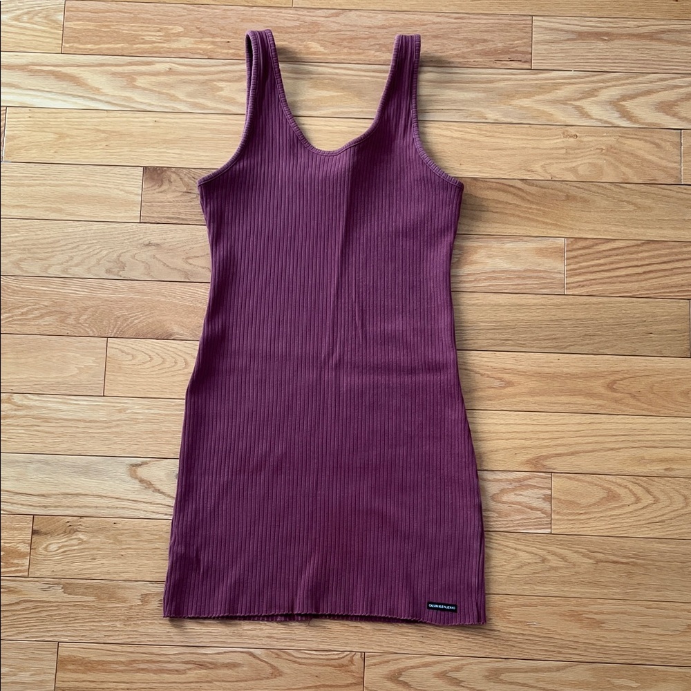 Calvin Klein Ribbed Burgundy Tank Dress